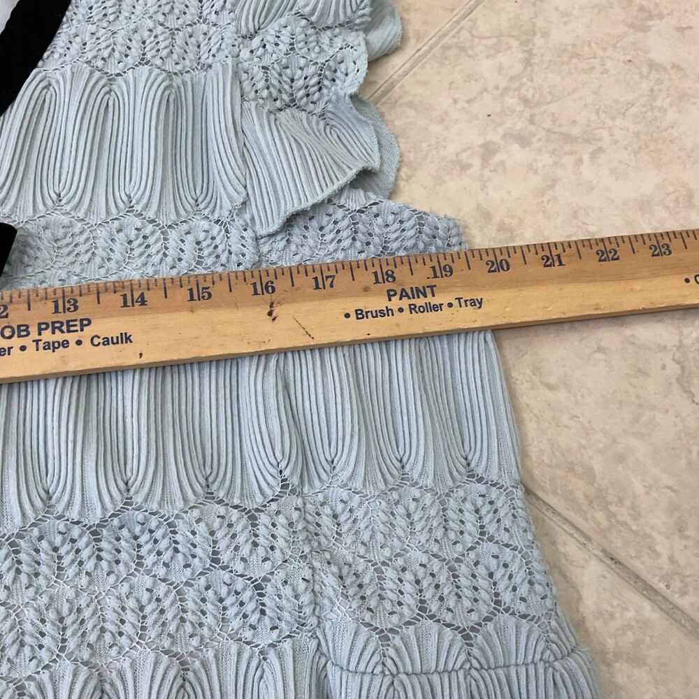 Anthropologie EVA FRANCO textured Dress size L black velour Bow Pale Green USA - Picture 8 of 11